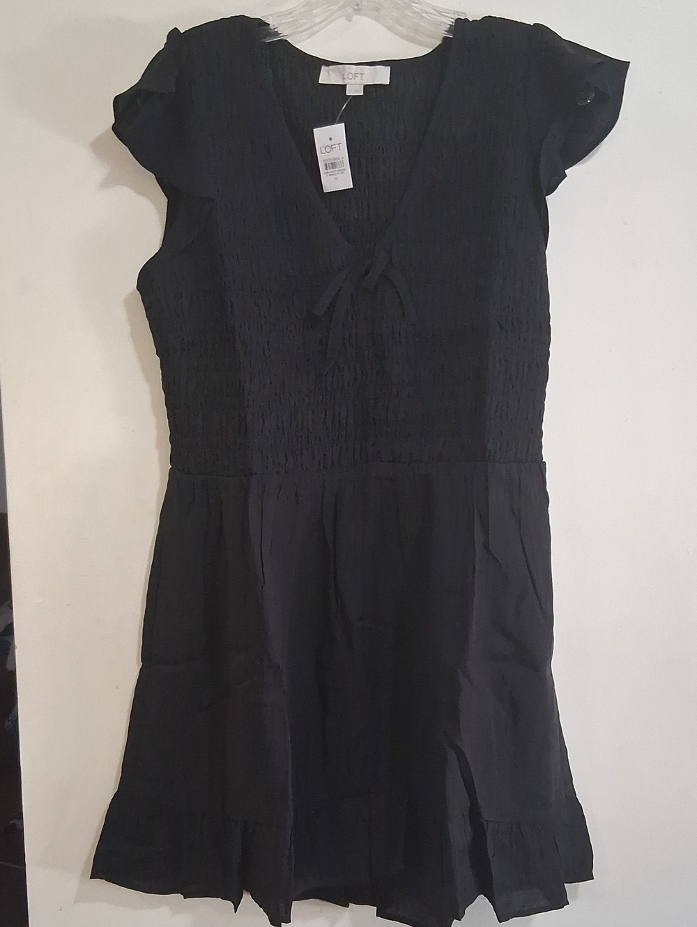 NWT Loft Tie Smocked Mini Pocket Dress Size M